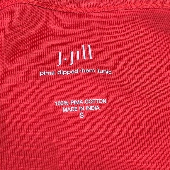 J. Jill Women's SS Pima Cotton Dipped Hem Oversized Side Slit Tunic Papaya S - Picture 2 of 6